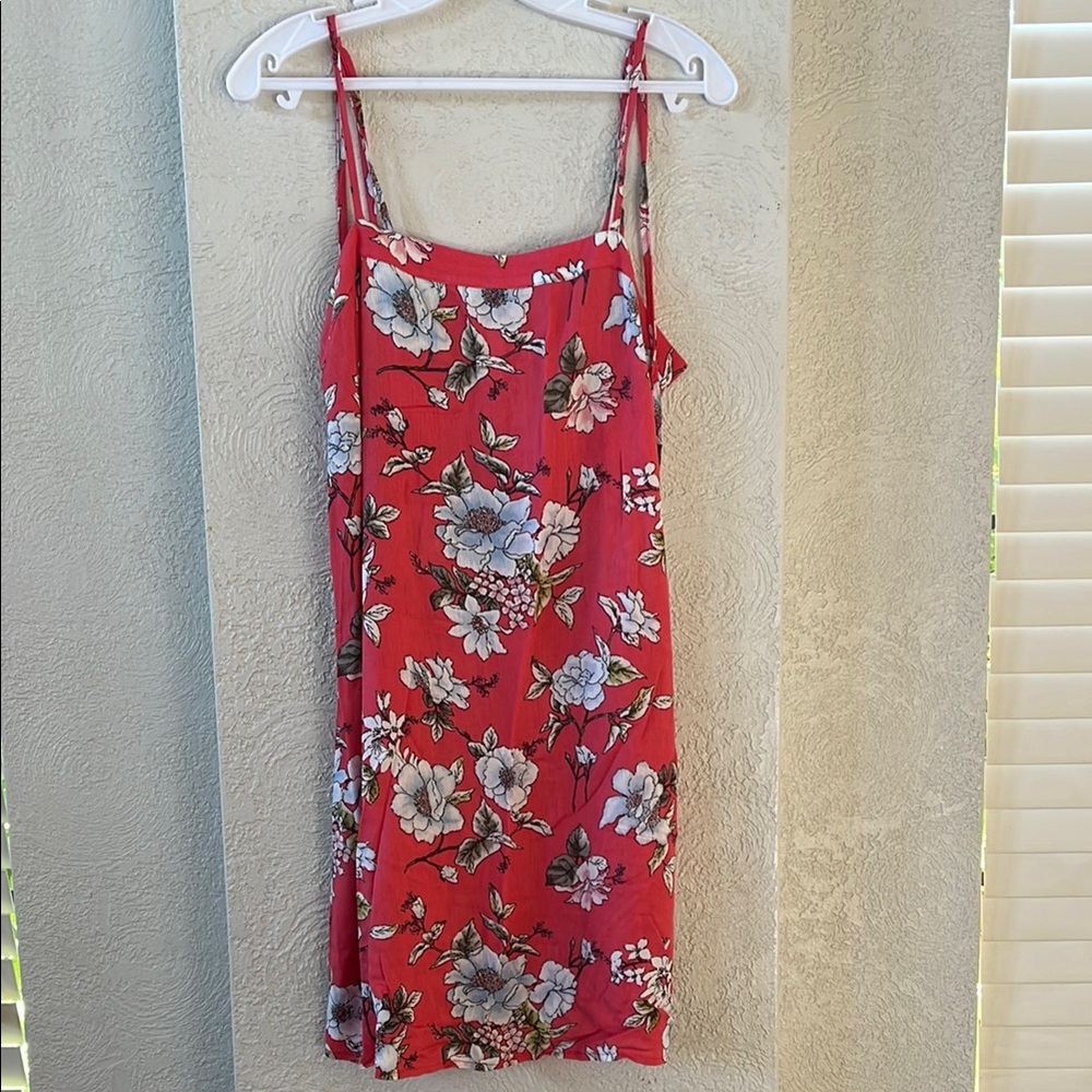 XHILARATION Floral Red Spaghetti Strap Dress